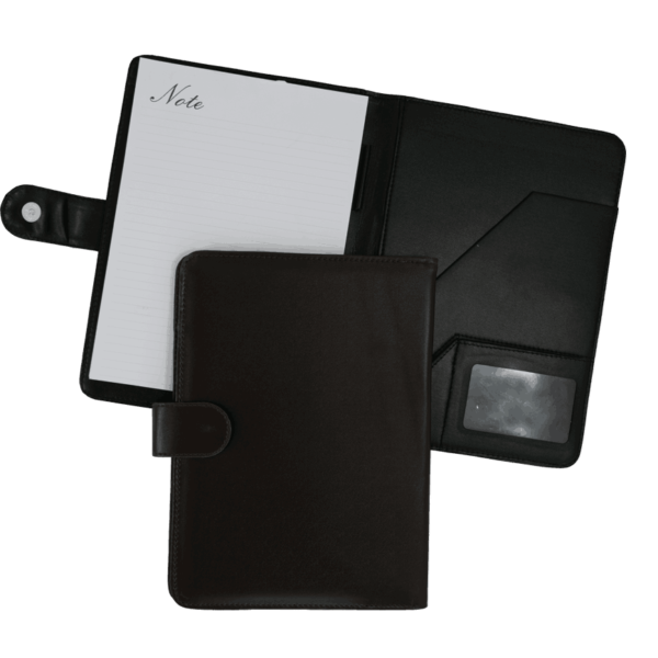 ولدر چرم کد N500 با جای کارت و خودکار، مناسب برای هدیه تبلیغاتی و استفاده در جلسات.